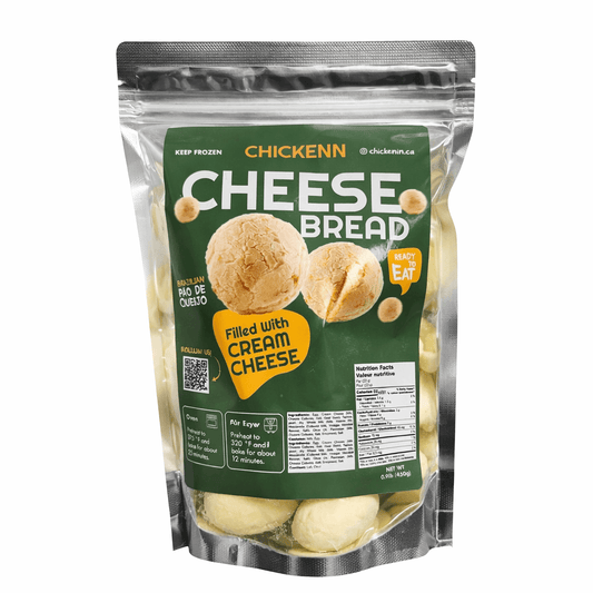 Chickenin Pao de queijo pronto recheado com Cream Cheese 500g. Cheese bread filled w/ Cream Cheese  500g