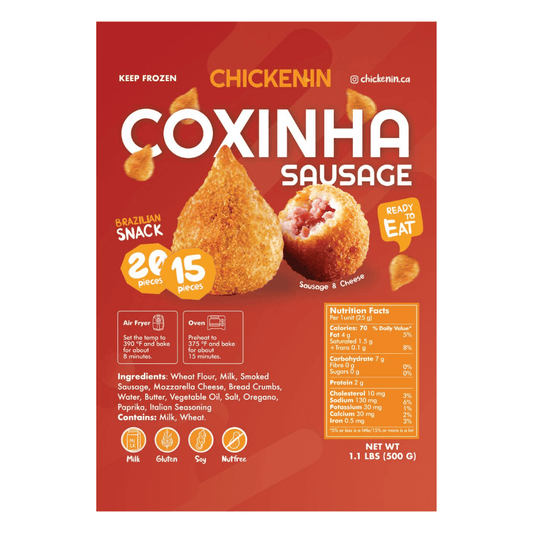 Chickenin Coxinha calabresa e queijo 15 unid. Shredded chicken breast sausage & cheese 15 pieces