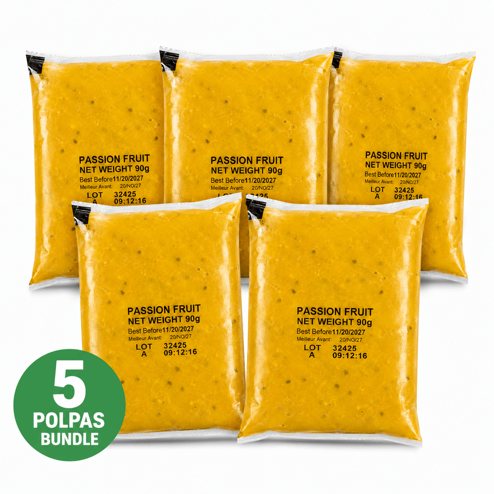 PASSION FRUIT PULP 5 X 90G total 450G - MARACUJÁ POLPA DA FRUTA 5 X 90G total 450G